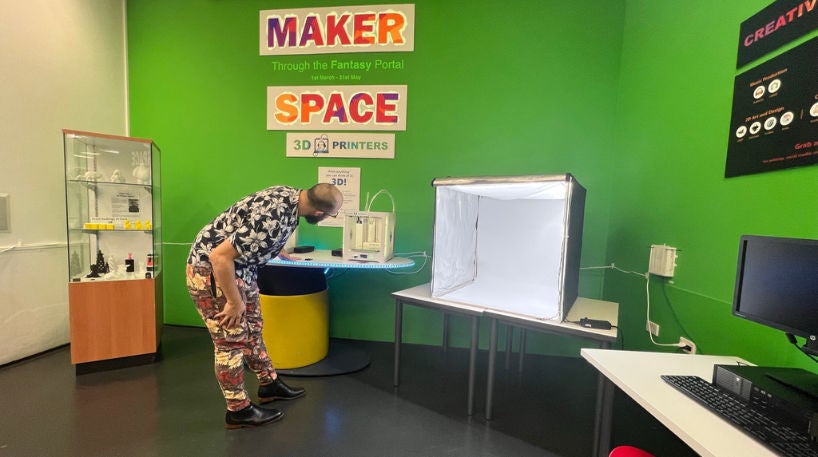 A librarian at the Makerspace area of Central City Library